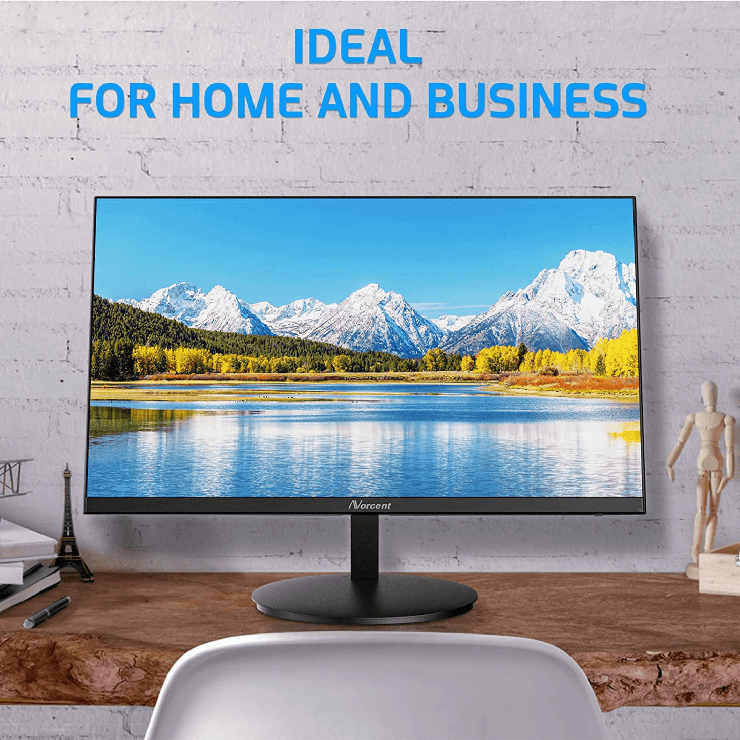 Norcent 24 Inch Frameless Computer Monitor FHD 75HZ VA with Built-In