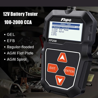 Flipo FP208 Digital Battery Tester, for Automobiles & Motorsport