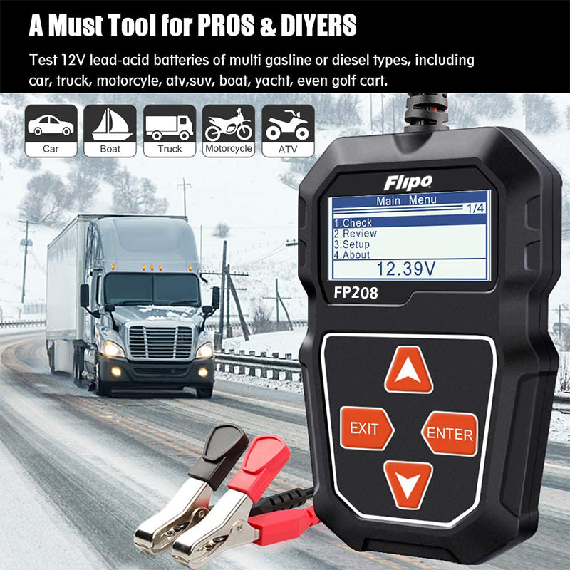 Flipo FP208 Digital Battery Tester, for Automobiles & Motorsport