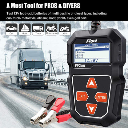 Flipo FP208 Digital Battery Tester, for Automobiles & Motorsport